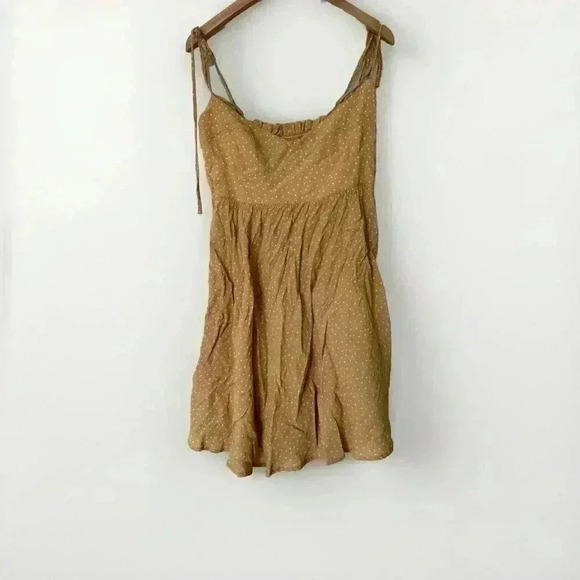 Blue Life Cami Mini Dress in Dot Size Small Mustard Yellow And White Polka Dots - Picture 1 of 6